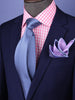 Blue & Silver Check Pattern Necktie Business Formal Elegance For Smart Men's Ego