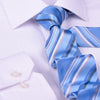 Blue & Silver Stripe 3" Necktie Business Formal Elegance For Smart Men's Ego