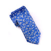 White Flower Blue Tie Skinny 3" Floral Necktie Designer Fashion Mens Accessory