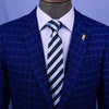 Blue & Navy Boss Formal Business Striped 3 Inch Tie Mens Professional Fashion