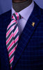 Pink & Navy Blue Formal Business Striped 3 Inch Tie Mens Professional Fashion