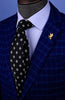 New Black Boss Italian Fleur-De-Lis Designer 8cm Necktie Florentine Accessory