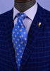 Light Blue Italian Fleur-De-Lis Designer Tie 8cm Necktie Florentine Accessory