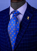 Unique Blue Italian Fleur-De-Lis Designer Tie 8cm Necktie Florentine Accessory
