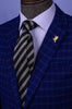 Black & Silver Stripe Formal Business Striped 3" Tie Mens Professional Fashion