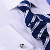 Silver & Navy Boss Formal Business Striped 3 Inch Tie Mens Professional Fashion