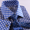 B2B Shirts - Contrast Check Formal Business Dress Shirt Designer Checkered Inner Lining - Business to Business