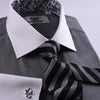 B2B Shirts - Best Soft Grey Oxford Professional Dress Shirt in Double French Cuff in All Sizes - Business to Business