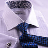 B2B Shirts - New Arrival White Checks On Twill Formal Business Dress Shirt With Fashion Inner-Lining - Business to Business