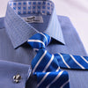 B2B Shirts - New Arrival Blue Herringbone Formal Business Dress Shirt Stylish Luxury Fashion Apparel in French Cuffss - Business to Business