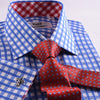 B2B Shirts - New Arrival Blue Checks On Twill Formal Business Dress Shirt With Fashion Inner-Lining - Business to Business