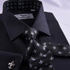 B2B Shirts - New Arrival Unique Designed Black Herringbone Formal Business Dress Shirt Stylish Luxury Fashion Apparel in French Cuffss - Business to Business