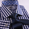 B2B Shirts - Unique Designed Navy Blue Check Formal Business Dress Shirt Designer Checkered Inner Lining - Business to Business