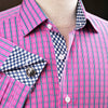 B2B Shirts - Pink Magenta Checkered Striped Formal Business Dress Shirt Money Luxury Millionaire - Business to Business