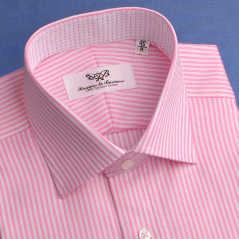 B2B Shirts - Pink Royal Oxford Stripes Formal Business Dress Shirt with Luxurious Inner Lining - Business to Business