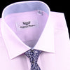 Thin Pink Hidden Fade Luxury Stripes on Oxford Cotton Formal Business Dress Shirt in Button Cuff with 7.5 cm Spread Cutaway Collar