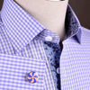 B2B Shirts - Lavender Soft Purple Gingham Checkered Formal Business Dress Shirt with Hawaiian Hibiscus - Business to Business