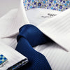 B2B Shirts - White Twill Herringbone Stripe Floral Formal Business Dress Shirt - Business to Business