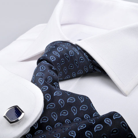 B2B Shirts - Classic White Solid Herringbone Formal Business Dress Shirt Luxury Fashion - Business to Business