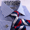 B2B Shirts - Blue Checks On Twill Formal Business Dress Shirt With Fashion Inner-Lining - Business to Business