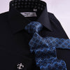 B2B Shirts - Black Poplin Formal Business Dress Shirt Fleur-De-Lis Floral Inner Lining Fashion - Business to Business