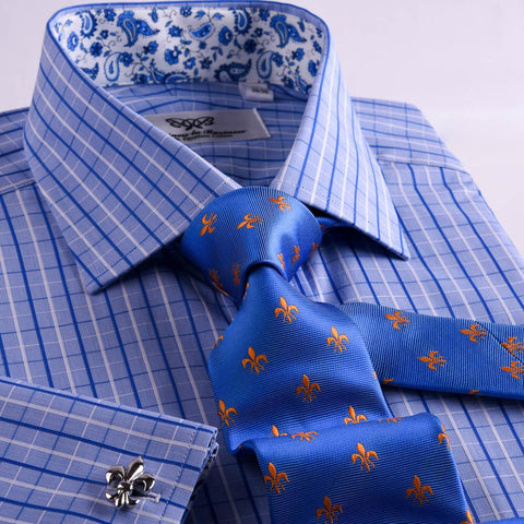 B2B Shirts - Big Paisley Designer Striped Checks Floral Formal Business Dress Shirt Double Cuffs - Business to Business